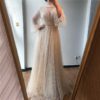Pearls Tulle Long Sleeves Sexy Prom Gowns - Image 11