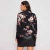 Plus Size  Mock Neck Floral Print Office Lady T-shirts - Image 3