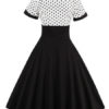 Polka Dot Layered Short Sleeves Square Neck Mini Dress - Image 2