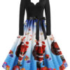 Christmas Vintage 1950s U-Neck Sleeveless Rockabilly Dress