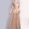 Sequin Half Sleeves Zipper Lace Maxi Dresses - Image 3