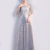 Sequin Half Sleeves Zipper Lace Maxi Dresses - Image 5