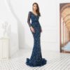 Sexy Long Sleeve Beads Sequins Mermaid Evening Party Gown