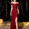 Sexy Off The Shoulder Split Maxi Dress