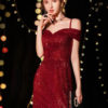 Sexy Off The Shoulder Split Maxi Dress - Image 3