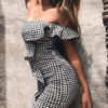 Sexy Plaid Off Shoulder Mini Dress