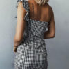 Sexy Plaid Off Shoulder Mini Dress - Image 3