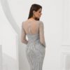 Sexy Sheer Long Sleeve Crystal Beaded Mermaid Evening Dress - Image 5