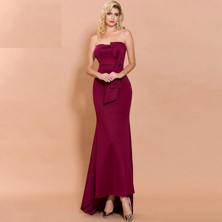 Sexy Slash Neck Bowknot Maxi Dresses
