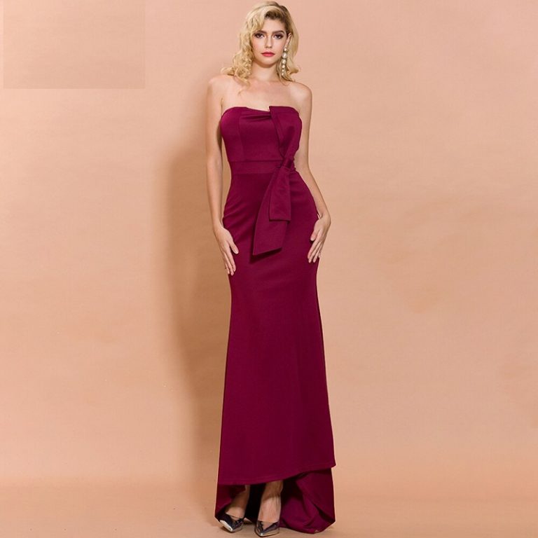 Sexy Slash Neck Bowknot Maxi Dresses - Image 4