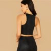 Snake Embossed Glamorous Fashion Solid Crop Tank Top - Image 2