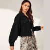 Solid Drop Shoulder Single Breasted Corduroy Street wear Jacket - Image 3