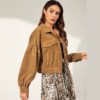 Solid Drop Shoulder Single Breasted Corduroy Street wear Jacket - Image 7