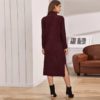 Solid Ribbed knit Long Sleeve Casual Sweater Dress - Image 6
