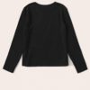 Solid Round Neck Ribbed Knit Office Ladies Casual T-Shirt - Image 11