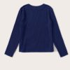 Solid Round Neck Ribbed Knit Office Ladies Casual T-Shirt - Image 15