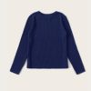 Solid Round Neck Ribbed Knit Office Ladies Casual T-Shirt - Image 18