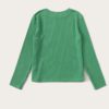 Solid Round Neck Ribbed Knit Office Ladies Casual T-Shirt - Image 2