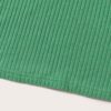 Solid Round Neck Ribbed Knit Office Ladies Casual T-Shirt - Image 3