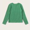 Solid Round Neck Ribbed Knit Office Ladies Casual T-Shirt - Image 5