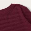 Solid Round Neck Ribbed Knit Office Ladies Casual T-Shirt - Image 8