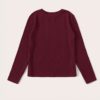 Solid Round Neck Ribbed Knit Office Ladies Casual T-Shirt - Image 9