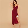 Spaghetti Strap Sexy Side Split Night Out Party Maxi Dress