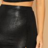 Split Side Snake Embossed High Waist Night Out Mini Sexy Skirt - Image 3