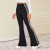 Striped Side Flare Leg Stretchy Casual Long Trousers - Image 3