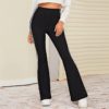 Striped Side Flare Leg Stretchy Casual Long Trousers - Image 4