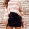 Stripes Jewel Neck Long Sleeves Acrylic Pullover Sweater - Image 3