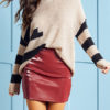 Stripes Jewel Neck Long Sleeves Acrylic Pullovers Sweaters - Image 2
