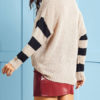 Stripes Jewel Neck Long Sleeves Acrylic Pullovers Sweaters - Image 4