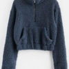 Teddy Bear Pullover Half Zip Long Sleeves Cotton Hooded Sweatshirt