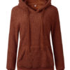 Teddy Hoodie Long Sleeves Pockets Hooded Sweatshirt - Image 3