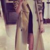 Trench Coat Double Breasted Medium Length Slim Fit Coat - Image 2