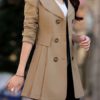 Trench Coat Flared Long Sleeve Double Breasted Rain Coat - Image 2