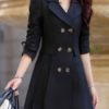 Trench Coat Flared Long Sleeve Double Breasted Rain Coat - Image 3