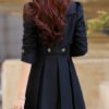 Trench Coat Flared Long Sleeve Double Breasted Rain Coat - Image 4