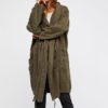 Trench Coat Hooded Long Sleeve Drawstring Military Jacket