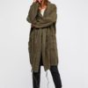 Trench Coat Hooded Long Sleeve Drawstring Military Jacket - Image 2