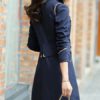 Trench Coat Long Sleeve Turndown Collar Slim Fit Pea Coat - Image 3