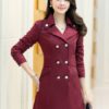 Trench Coat Long Sleeve Turndown Collar Slim Fit Pea Coat - Image 5