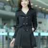 Turndown Collar Cotton Blend Dress Coat
