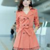 Turndown Collar Cotton Blend Dress Coat - Image 5