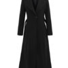 Turndown Collar Lace Up Casual Oversized Wrap Coat Outerwear