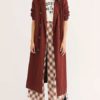 Turndown Collar Long Sleeves Buttons Bohemian Wrap Coat