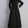 Turndown Collar Long Sleeves Lace Up Oversized Casual Woolen Coat