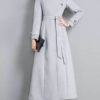 Turndown Collar Long Sleeves Lace Up Oversized Casual Woolen Coat - Image 3
