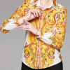 Turndown Collar Retro Geometric Blouse - Image 2